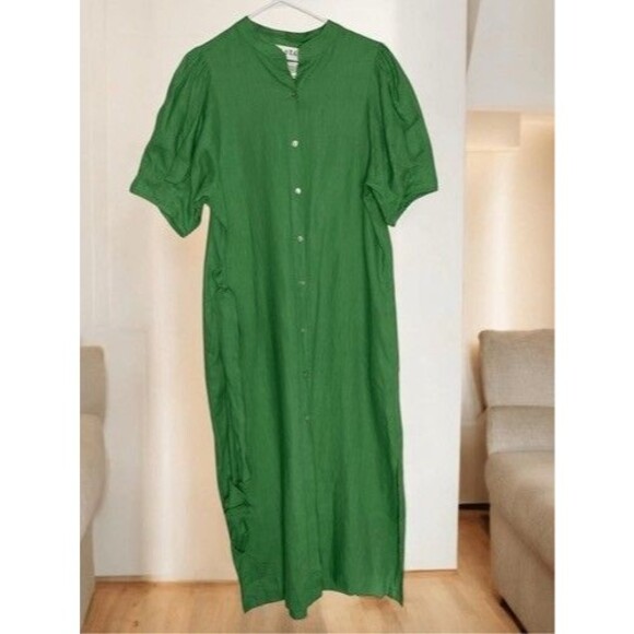 NWOT Fifteen Twenty 100% Linen Belted Slits Button Up Maxi Dress Women Size L - Picture 9 of 14